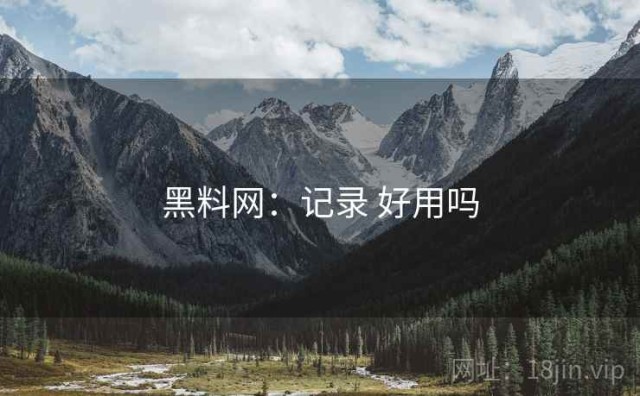 黑料网：记录 好用吗