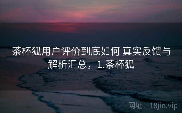 茶杯狐用户评价到底如何 真实反馈与解析汇总，1.茶杯狐